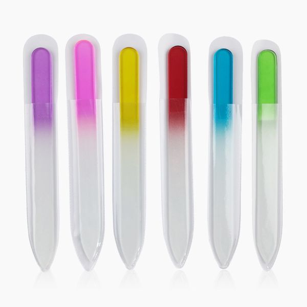 Outils de manucure de mode de matériel de verre épais de limes à ongles de femmes colorées pour l'outil d'art d'ongles de salon de beauté