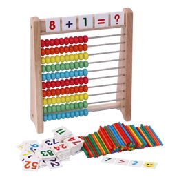 Kleurrijke houten abacus voor kinderen wiskunde met 100 kralenlijst leuk manipulatief voor leren toevoeging, aftrekking, vermenigvuldiging