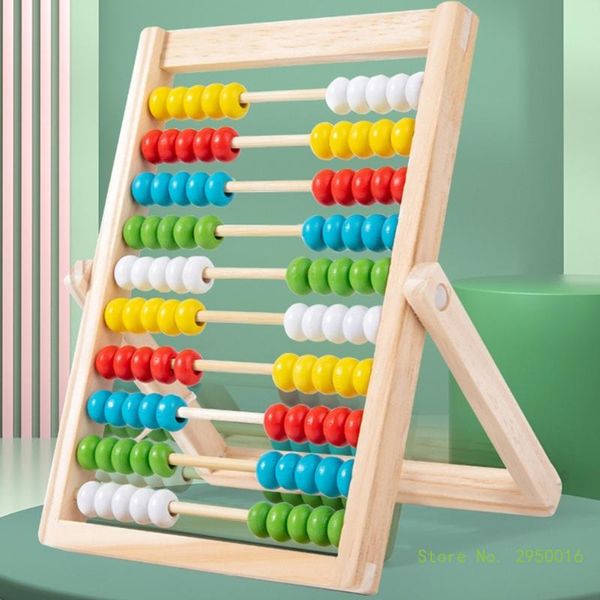 Colorido juguete de matemáticas de madera de madera con 100 Boads Games Educational Learning Games para preescolares y estudiantes de primaria