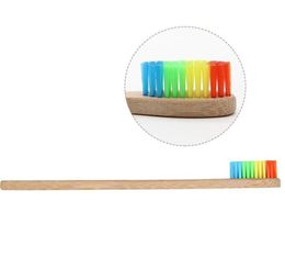 Colorful en bois arc-en-ciel brosse à dents en bambou à tête douce Famille de soins buccaux brosser vos dents pour les adultes Hygiène orale5175634