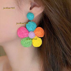 Cordon tissé coloré fleur été jeunesse style oreille pendentif mode polyvalent filles goujon mignon femmes cadeau parfait boutique boucles d'oreilles 2024