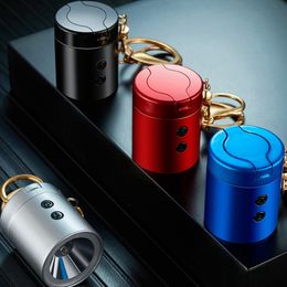 Liga de zinco colorido mini isqueiro multifuncional USB erva seca tabaco cigarro suporte para fumar chaveiros portátil lanterna LED isqueiro de alta qualidade DHL grátis