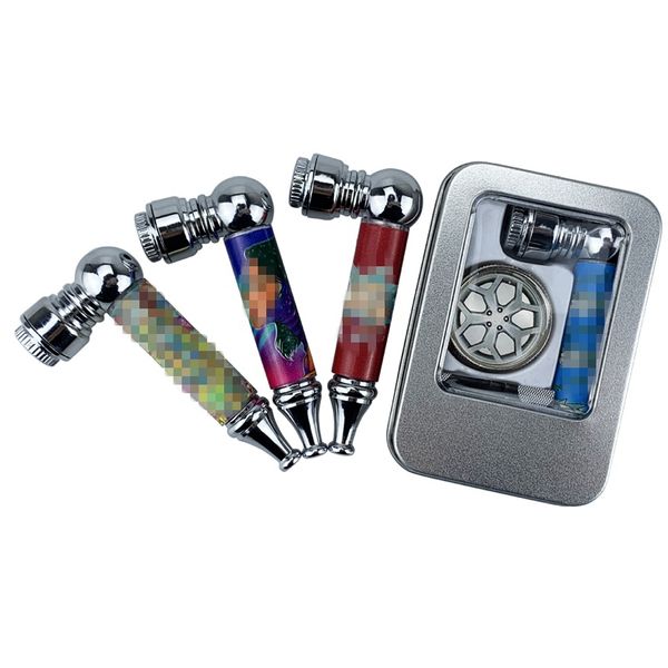 Coloré En Alliage De Zinc Mini Pipes Grinder Kit Portable Amovible Sec Herbe Tabac Filtre Handpipes Fumer Tube Modèle Innovant Porte-Cigarette DHL