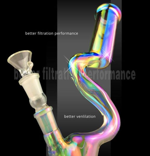 Colorfull 12 pouces de hauteur Couleur Focus Bécher en verre Bongs Recycler eau Bong beauté Dab huile Rigs bong 14mm Conduites d'eau avec tige descendante 4287037