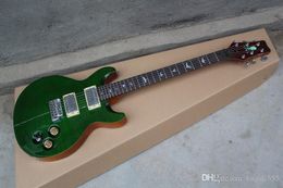 Gratis verzending Colorized Shells Inlay Tiger Flame Maple Custom 24 Green Falls Rock Shop elektrische gitaar