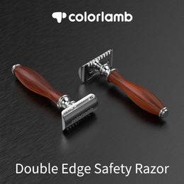 Colorlamb – rasoir de sécurité avec manche en bois pour hommes, 11CM, Double tranchant, 75g, rasoir de barbier manuel classique, 240228