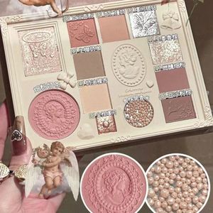 Colorrose Angel Embossed Eyeshadow Palette Blush Hoogglans Geïntegreerde Shimmer Shine Nude Eye Glitter Make Up 240318