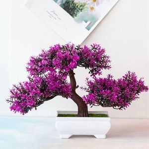 Couleurs embellissent faux pot artificiel plante bonsaï en pot simulation pin arbre maison/bureau décor fleur pour fête de vacances1