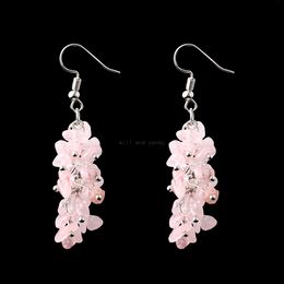 Kleuren kristal natuursteen kralen oorbellen tijger eye amethist agate tassel bengle haak oorringen voor vrouwen mode sieraden