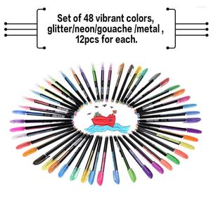 Couleurs gel stylo set recharges métalliques pastel néon sketch sketch dessin couleurs marker de papeterie scolaire pour les cadeaux pour enfants