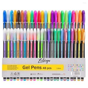 Ensemble de stylos Gel de couleurs stylo à paillettes pour livres de coloriage pour adultes journaux dessin griffonnage marqueurs d'art fournitures scolaires de bureau