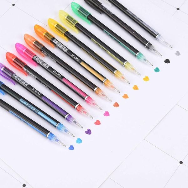 Ensemble de stylos à Gel à paillettes de couleurs, encre fluorescente brillante, stylo de dessin pour adultes, livres de coloriage, marqueurs de gribouillage