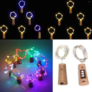 Tira de luces LED de corcho de colores, 1M, 10LED, 3,28 pies, alambre de cobre alimentado por batería de hadas para boda, botella de vino de Navidad, lámpara de decoración