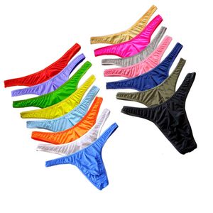 Colores Nylon Tanga bolsa convexa G para hombres Semi transparente fino seda de hielo cuerda masculina Tanga Jocks ropa interior