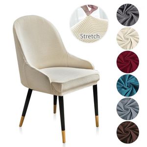 Couleurs Polaire Tissu Arc Retour Chaise Couverture Siège Couvre Grand Élastique Lavable Amovible Housse Pour El Salle À Manger