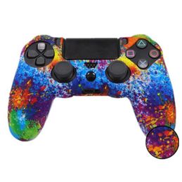 estuche colores de piel de silicona Camo funda protectora para Sony Dualshock 4 PS4 DS4 Pro delgado Controlador anti