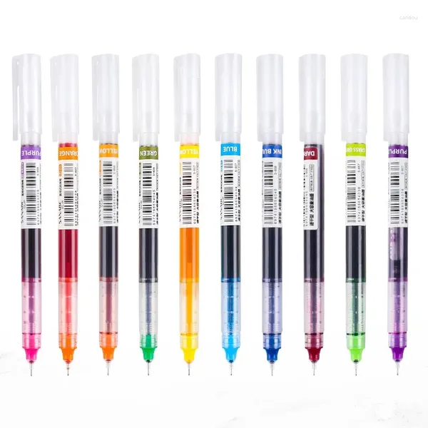 Colores Retrase Gel Liquid Gel Pen de secado rápido Pensas coloridas de 0.5 mm Papelería de la oficina de la escuela del rodillo