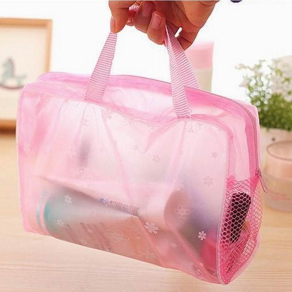 Bolsa de almacenamiento de viaje para cosméticos transparente de colores, organizador de maquillaje para mujer, bolsas de lavado de PVC, bolsa con cremallera, 100 Uds.