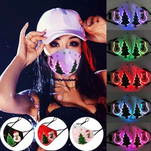 Kleuren Spraakgestuurd gloeiend 7 lichtgevende LED-gezichtsmaskers voor kerstfeestfestival Maskerade Rave-masker