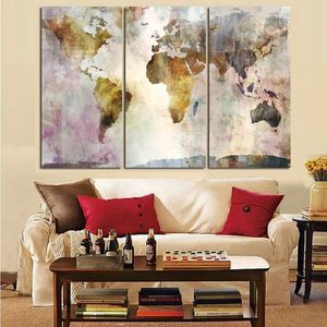 Kleuren wereldkaart modulair 3 pc's canvas schilderen moderne huizendecoratie woonkamer canvas print schilderij muur decor foto