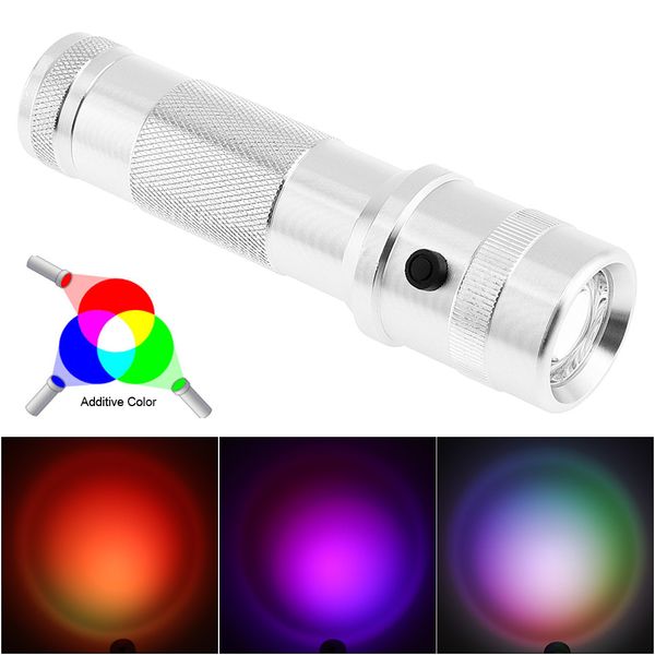 Colorshine Cambio de color RGB LED Linterna 3W Aleación de aluminio RGB Edison LED Multicolor LED Arco iris de 10 colores Antorcha LEF_70R