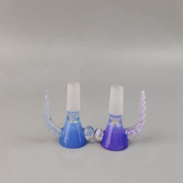 Colored 14 mm Horn Smoker High Borosilicate Glass Handicraft Smoker Accessoires Crochet Fume de fil Fumeur Tête de pistolet