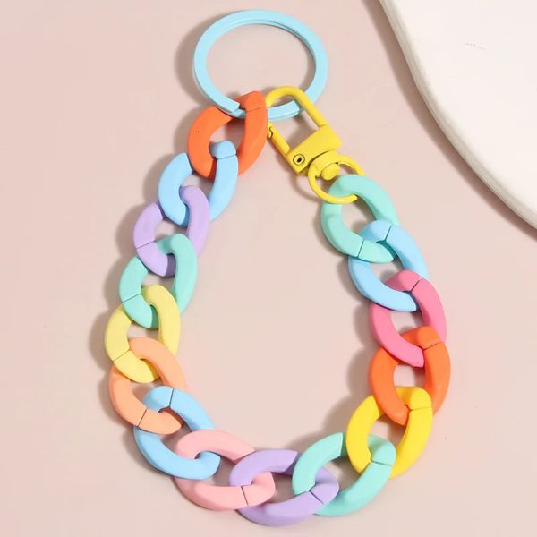 Chaîne de liaison en plastique en acrylique coloré Créatif Creative Handmade Anti-Lost Phone Key Anneau pour les femmes Girls DIY Bijoux Cadeaux 231226