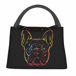 coloré bouledogue français sac à lunch chien loisirs boîte à lunch pour unisexe pique-nique portable sac isotherme graphique fourre-tout thermique sacs à main k9sP #