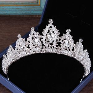 kleurrijke hoofddeksels kristallen barokke bruiloft kronen zilver kralen bruids tiara's strass hoofd stukken haaraccessoires optocht C212M