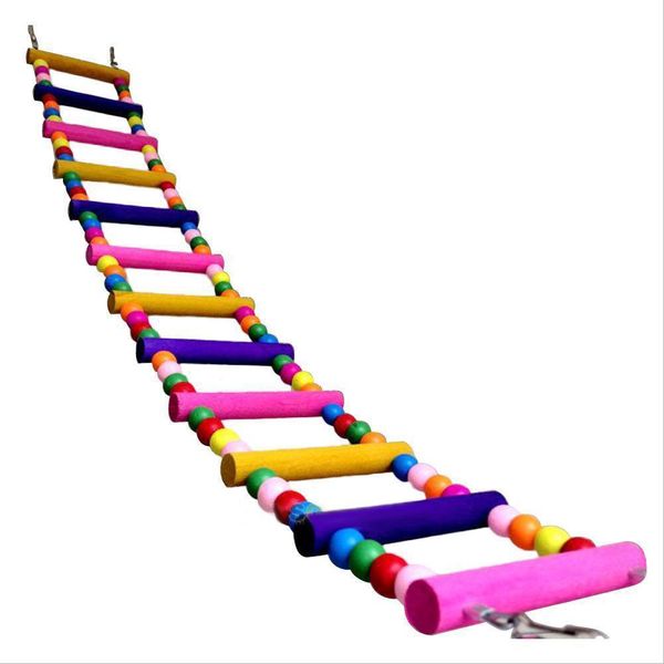 Échelle d'escalade colorée pour animaux de compagnie Biting Wood Brick Toys avec corde suspendue pour les fournitures de perroquet à oiseaux