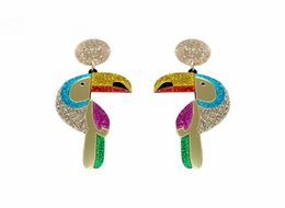 Couleurs perroquet pending oreille hiphop rock gros bijoux paillettes acryliques boucles d'oreilles pour femmes accessoires de mode 27083675906