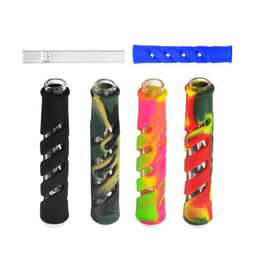 silicone colroful 90mm One Hitter pipes Chauve-souris porte-cigarette Verre Steamroller Pipe filtres pour tabac herbes sèches brûleur à mazout tuyaux à main