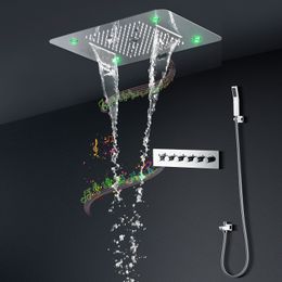 Colonne plafond pomme de douche cascade brume ensemble de douche électrique LED système de salle de bain bain de musique
