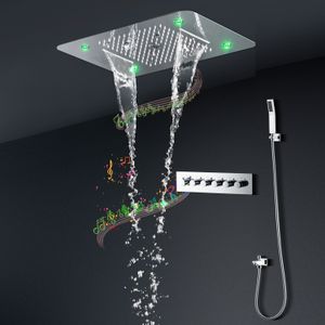 Kolom Plafond Regen Douchekop Waterval Mist Douche Set Elektrische LED Badkamer Systeem Muziek Bad