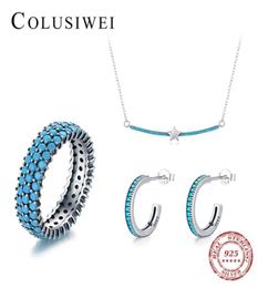 COLUSIWEI 925 SERRING Silver Vintage Turquoise Boucles d'oreilles Salles Pendante Neckalce for Women Jewelry SetS accessoires 26756774354048