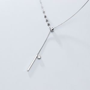 Colusiwei Véritable 925 Sterling Silver Simple Géométrique Longue Chaîne Pendentif Colliers pour Femmes Mode Fine Bijoux Accessoires Q0531