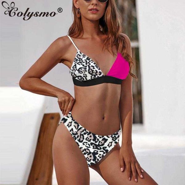 Colysmo Cartoon Leopard Print Sexy Bikini Set Push-up Sujetador acolchado Traje de baño Traje de baño Mujeres Traje de baño Body 210527