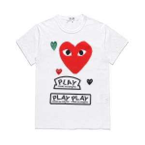 COM heren T-shirts wit merk rode harten DES GARCONS CDG HOLIDAY slanke korte mouw PLAY T-shirt wit dames TEE