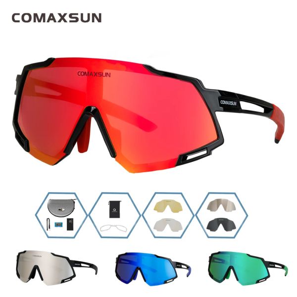 Comaxsun Professional Polarisé 5 Len Terres à cyclistes MTB Road Bike Sport Mirror Sunglasses Riding Eyewear UV400 Bicycle Goggles