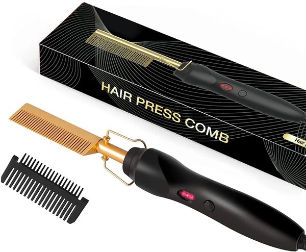 Peine Hair Lintere 2 in1 Calefacción rápida y rizado de hierro calentado con calefacción Pe Coph Irons Flat Styler Corrugación Herramienta 240408