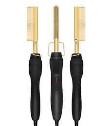 Peigne de peignes multifonctionnelles cheveux lisure-lisseur brosse haute chaleur or céramique presse peigne titane alliage curler curling brosse 5759590