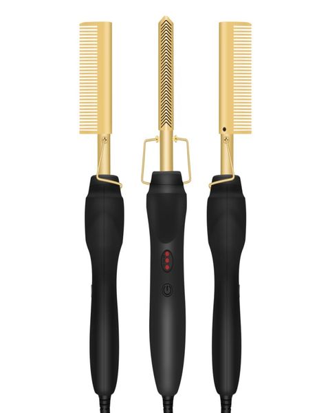 Peigne de peignes multifonctionnelles coiffure lisseur brosse haute chaleur or céramique presse peigne titane alliage curler curling brosse 7761507