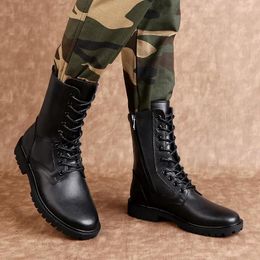 Boots de combat Military 138 US Winter plus Veet Men Great En cuir Snow Side Zipper Motorcycle 97