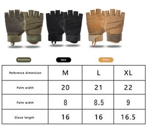 Gants militaires sans doigts de combat Police Sports de plein air Gant d'articulation tactique