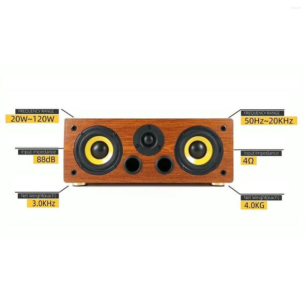 Altavoces combinados, altavoz central de 4 pulgadas, 6Ω, potencia, sonido pasivo, cine en casa, caja envolvente HIFI de fiebre de madera de alta fidelidad