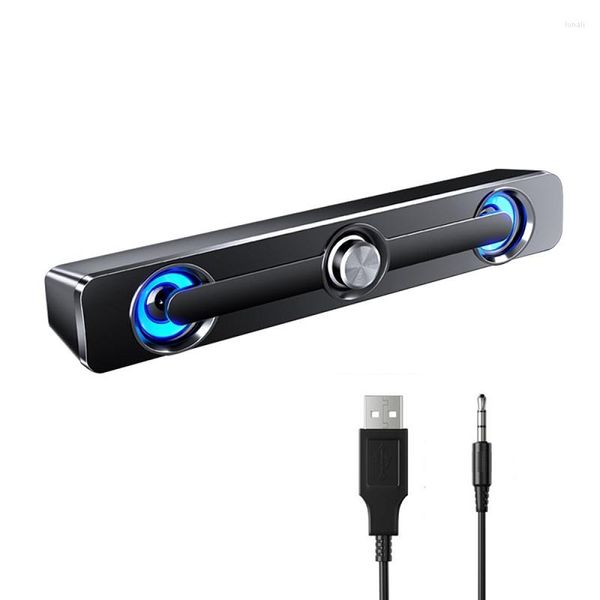 Combinaison de haut-parleurs pour ordinateur, boîte de son filaire USB, barre de caisson de basses de haute qualité pour TV, ordinateur portable, téléphone MP4, lumière LED bleue