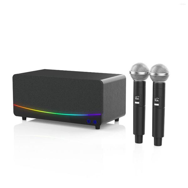 Haut-parleurs combinés Haut-parleur Bluetooth sans fil en bois Bass Subwoofer Home Cinéma TV Ordinateur avec télécommande 2 Micphones Haute puissance