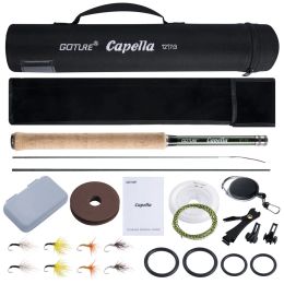 Combo Goture Tenkara Canne à pêche à la mouche Combo 3,6 m Canne en fibre de carbone ultralégère avec ligne Leurre Clipper Portable Tenkara Rod Set S'attaque