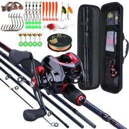 Combo Sougayilang – ensemble de canne à pêche et moulinet, avec canne portable à 5 sections et moulinet Baitcasting de 10kg maximum, Kit complet avec pêche au bar