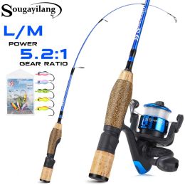 Combo Sougayilang canne à pêche sur glace moulinet Combo 66/71 cm canne à glace en Fiber de carbone et rapport de vitesse 5.2:1 moulinet de rotation Max glisser 8Kg Pesca